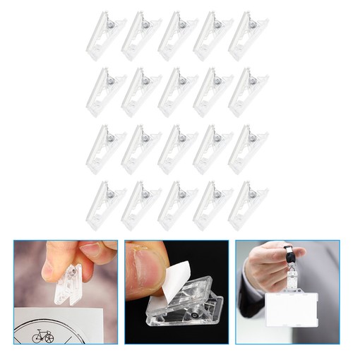 20 Pezzi Porta Badge Adesivo Plastica Clip Molla Arazzo Appeso a Parete - Foto 2 di 12