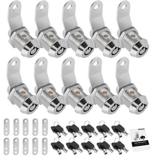 10 Pack Tool Box Lock with Keys, 5/8" Cabinet Lock Cam Lock Keyed Alike, Tool...