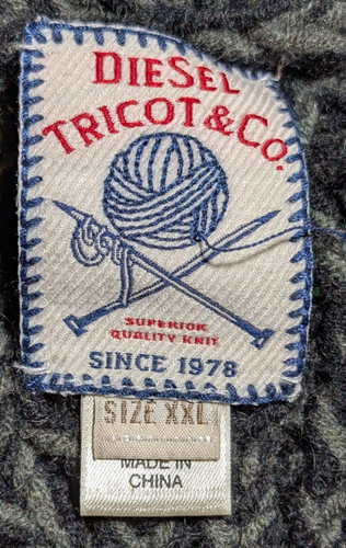 Diesel Tricot&Co. Superior Wool Sweater Cardigan Gray Size XXL - Picture 7 of 7