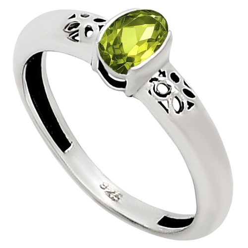Natural Peridot 925 Sterling Silver Ring s.5 Jewelry R-1730 - Picture 3 of 5