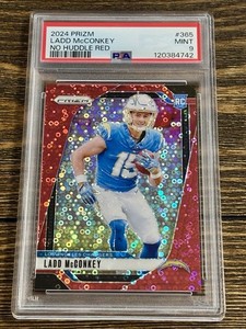 Ladd McConkey 2024 Panini Prizm Red No Huddle Prizm Rookie /75 #365 LA Chargers