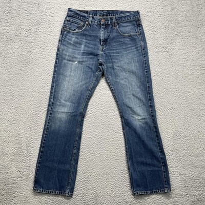 Levis 527 Slim Bootcut Jeans Mens 33x32 Blue Med Wash Distressed Stretch Denim
