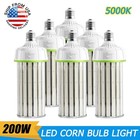 6Pack 800W Eq. Super Bright 200W LED Corn Bulb Light Garage Warehouse Light Bulb