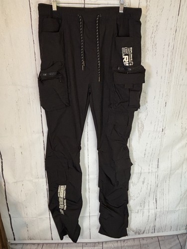 Smoke Rise Hose Herren XL schwarz Cargo Jogger Tactical Streetwear Kordelzug Nylon