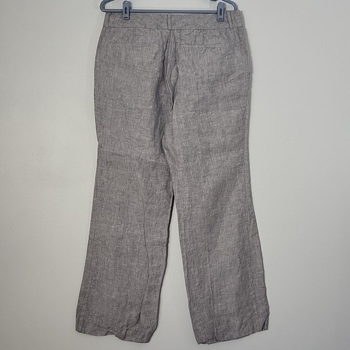 BANANA REPUBLIC Women's Pants The Martin Fit Gray Wide Leg Linen Pockets size 12 - Picture 4 of 9