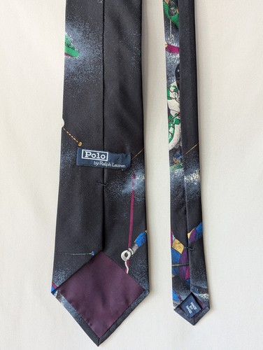 Vintage Polo Ralph Lauren Tie Sports Slalom Ski Racing Men's Necktie Rare - Picture 3 of 7