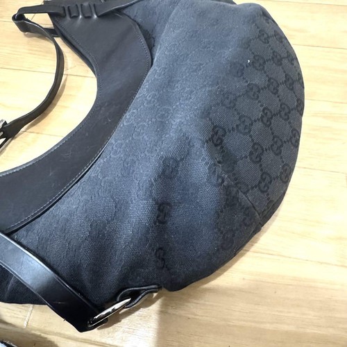 GUCCI Bolso de Hombro Cartera GG Lona Cuero Negro Auténtico - Imagen 23 de 24