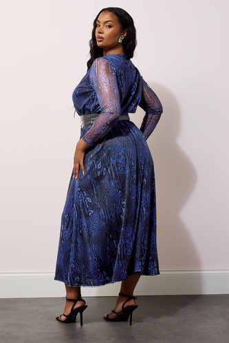 Yours Curve Women's Plus Size Animal Print Mesh Maxi Dress - Picture 3 of 7