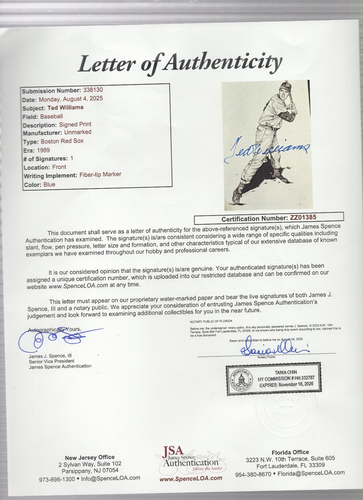 TED WILLIAMS HOF Signed Autograph Auto Era 1989 Postcard Red Sox JSA 💎 LOA - Picture 3 of 5