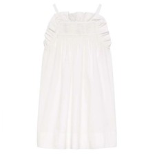 NWT Doen Lynette Cotton Poplin Ruffle Trim Baby Doll Mini Dress Salt