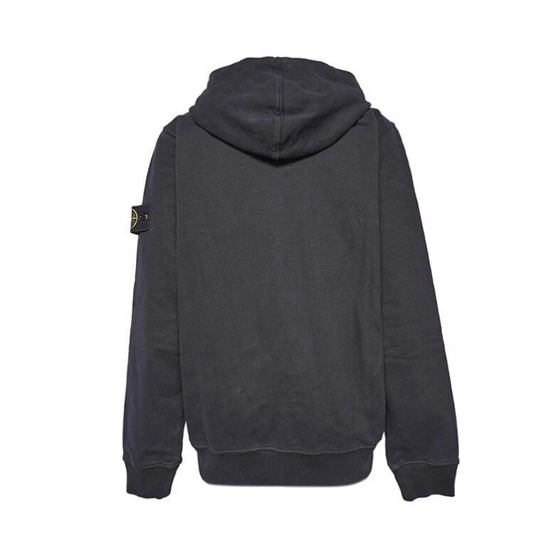 Stone Island Stemma Cotone Nero Patch Pile con Cappuccio Zip 811563520 V0029