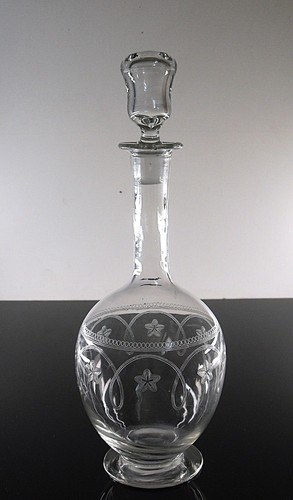 ART DECO GRAND CARAFE A VIN EAU CRISTAL GRAVE DEGAGE D'ACIDE AIGUILLE MEISENTHAL - Imagen 2 de 16