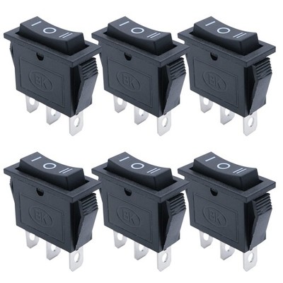 mxuteuk 6pcs Momentary Rocker Switch Snap-in 3 Pin (ON)-OFF-(ON) 