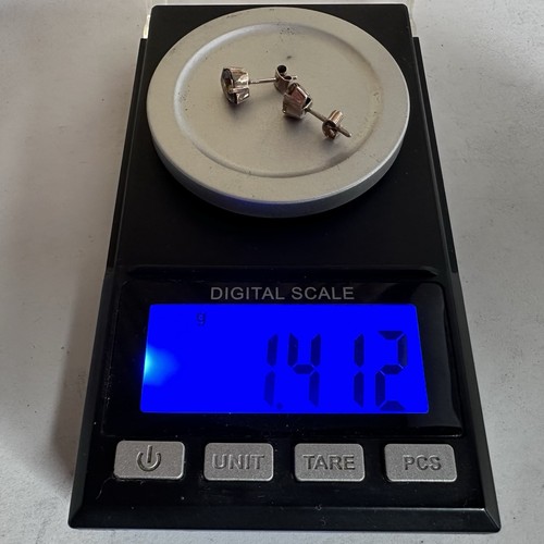 14ct 585 Rose Gold Stud Earrings W/ Natural Citrine - 7.2mm - Vintage 1980s - Picture 7 of 7