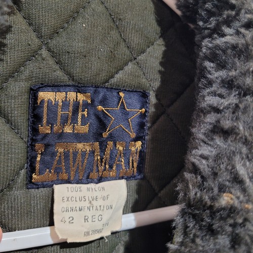 Vintage U.S. Border Patrol The Lawman Jacket Green Fur Size 42 Padded Insulated - Picture 6 of 24