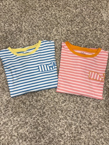 Girl’s Vineyard Vines Boxy Whale Patch Pink & Blue Striped T-Shirt Size 14 READ - Picture 11 of 11