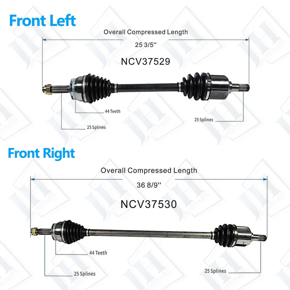OE Front Pair CV Axle Shaft Set For 01-06 Hyundai Elantra FWD Auto Trans w/o ABS - Image 2 of 4