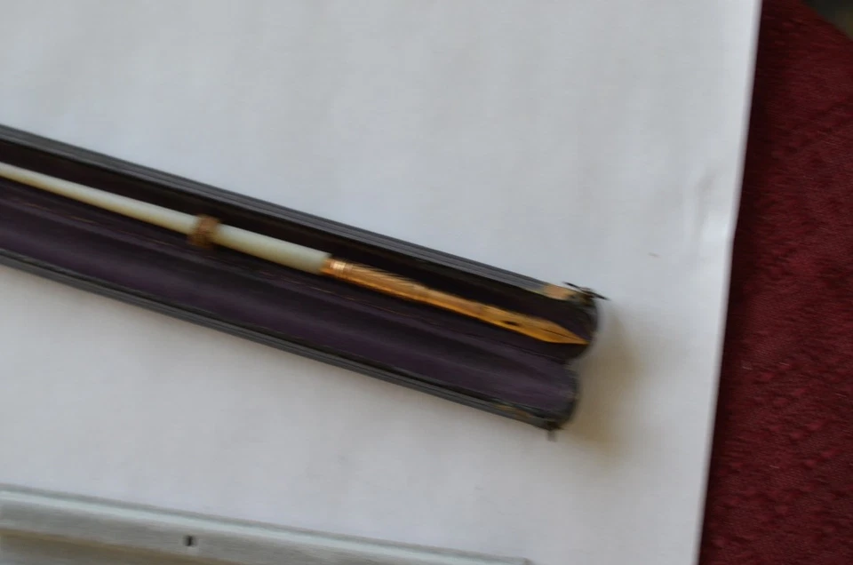 винтажная антикварная перьевая ручка погружная ручка в коробке перламутровое золото Aiken Lambert - Изображение 3 из 4