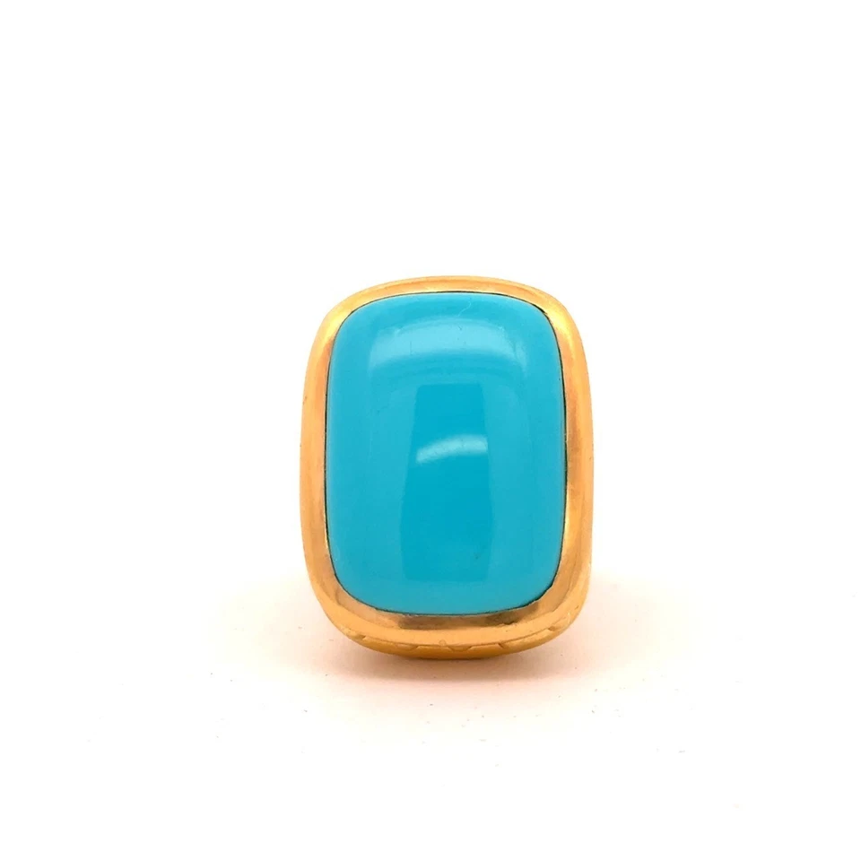 Elizabeth Locke 19K Gold Turquoise Ring - Image 4 of 4