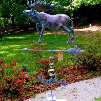 Large Handcrafted 3 Dimensional Moose Weathervane Copper Patina Finish