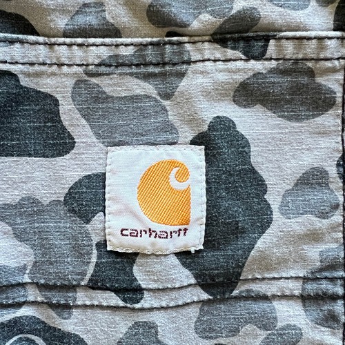 Pantalones Cortos De Colección Carhartt Pato Lona Hombres 28-30 Gris Rana Camuflaje Algodón Elástico Y2K - Imagen 13 de 14