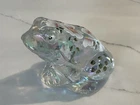 Vintage Fenton Hand Painted Flowers Iridescent Art Glass Frog Signed