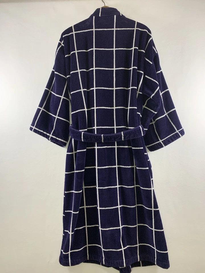 Albornoz grueso vintage Stafford para hombre de tela de rizo talla única azul marino ventana a cuadros Foto 4 de 4
