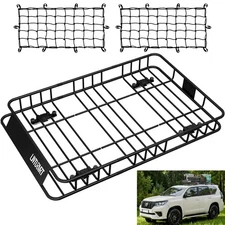 500LBS 84" Universal Roof Rack Cargo Basket Car Rooftop Baskets Luggage Storage