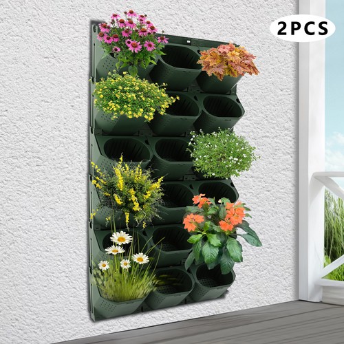 Fioriera da Parete con 36 Vasi, Porta Fioriera PP Interno ed Esterno Verde - Foto 2 di 15