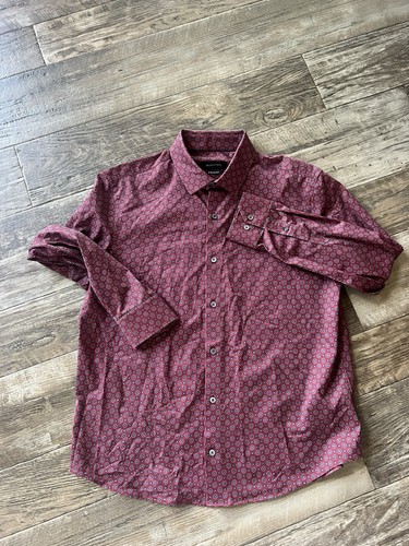 Bugatchi Shirt men Size Large Pattern tech 8 way stretch Long sleeve OoohCotton - Picture 3 of 8