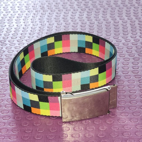 Unisex BUCKLE-DOWN Colorful CHECKED BELT w/BOTTLE OPENER BUCKLE 47" Trimmable