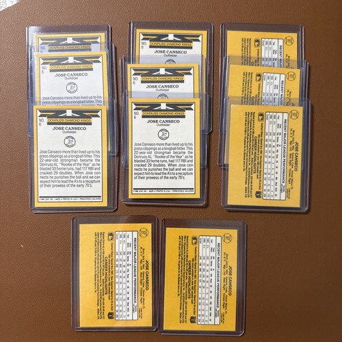 1987 Donruss JOSE CANSECO Lot Of 11 Base And Diamond King Oakland A’s - Picture 2 of 2