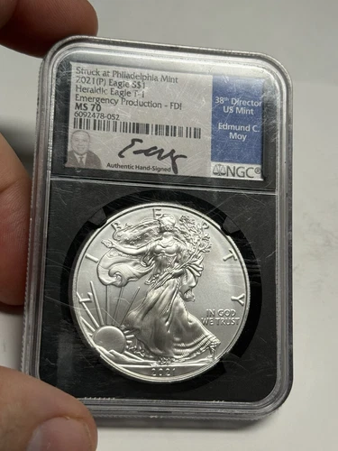 2021(P) NGC MS70 Emergency Production MOY-Signed American Silver Eagle Dollar $1