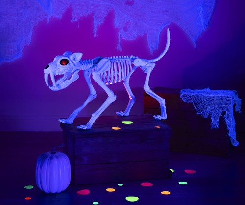 3'3" Sound Activated LED Black Light Animated Tiger Skeleton Halloween Decor - Bild 2 von 7