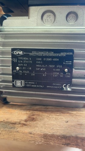 Cima single phase S/R cap electric motor 1.1Kw / 4-Pole / 80 Frame / B14s flange