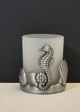 Yankee Candle Nautical Seahorse Seashell Silver Coastal Votive Candle Holder A