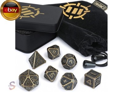 Enhance Metallwürfel Set - 7-teilige Würfel aus massivem Zink mit Metallkoffer u
