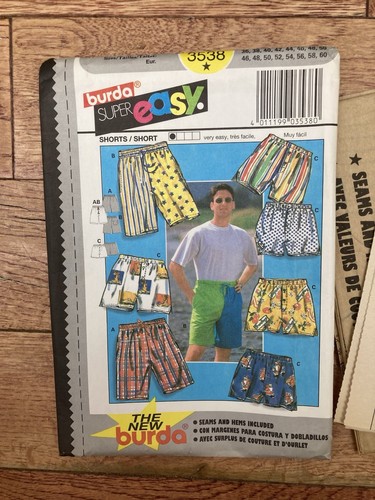 Burda Super Easy Shorts Schnittmuster 3538 ungeschnitten. Schnäppchen 3€