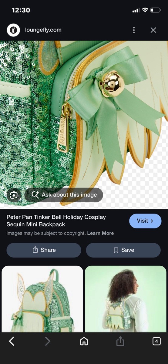 Loungefly Peter Pan Tinker Bell Holiday Cosplay Sequin Mini 