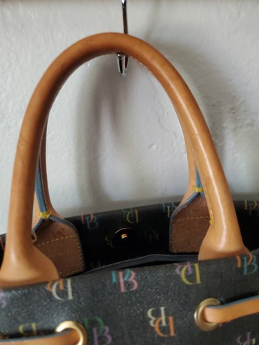 Y2K Dooney & Bourke Signature DB Logo Leather Purse Handbag Brown - Picture 8 of 16