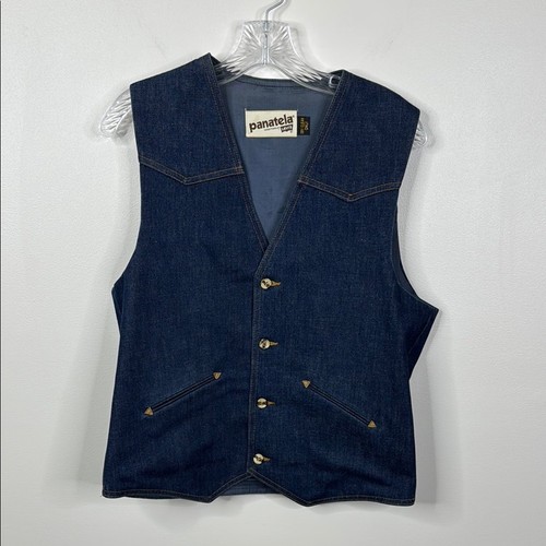 Chaleco de Colección Panatele Levi's Azul Oscuro Denim Estilo Occidental - Imagen 1 de 5