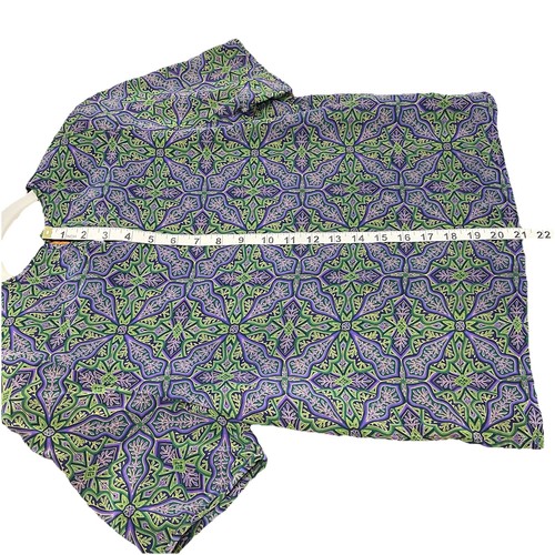 Vintage Evan Picone Petites 6 100% Silk Summer Print Padded Shoulders Blouse - Picture 9 of 9