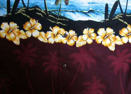Ky`s Imprimé Rouge Shirt Bleu Plage Original Hawaiian OqOxwTC