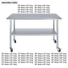 Stainless Steel Work Table with Casters | Work Station