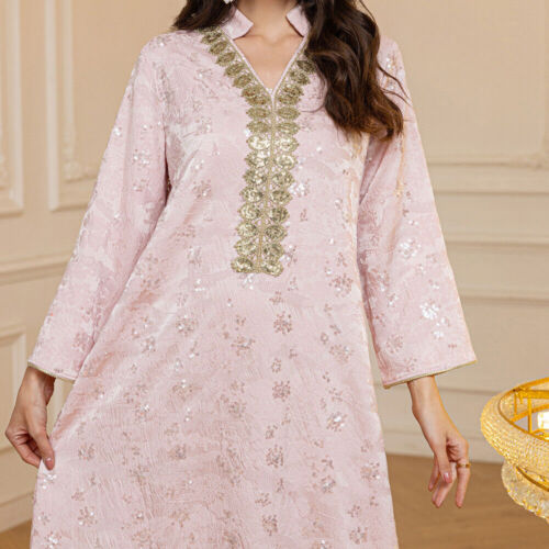 Maxi Vestido Musulmán Mujeres Ramadán Dubai Abaya Kaftan Moda Islámica Vestido de Noche - Imagen 52 de 175
