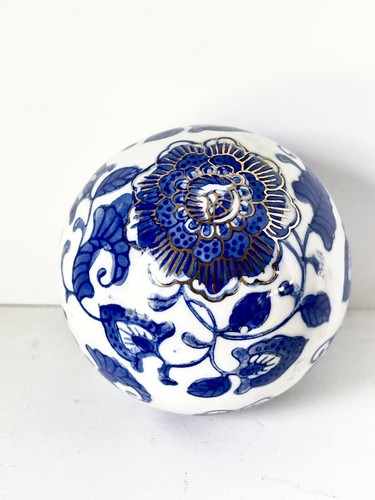 Bola de porcelana china azul y blanca ORB con diseño chinoiserie - Imagen 2 de 8