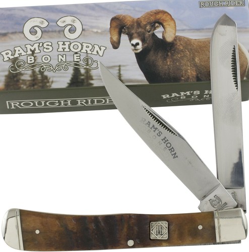 Rough Rider Rams Horn Trapper Pocket Knife RR1509 2 Folding Blades - Picture 1 of 2