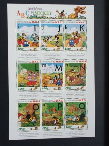Mali Disneys ABC von Mickey, 3er Set Blätter und 2 MS, POSTFRISCH - Bild 2 von 4