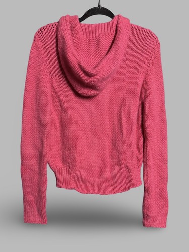 Raro De Colección Y2K Auténtico Chloe Grueso Tejido Rosa Suéter Cárdigan Cremallera Sudadera con Capucha LG - Imagen 3 de 7