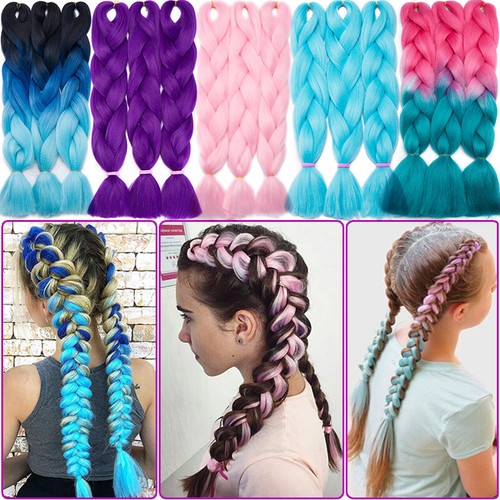 Hair Extensions Braiding Jumbo Braids Twist Hairpiece Plaited Blonde Pigtails US - Bild 4 von 73